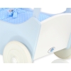 Wooden Doll Pram White-Blue Bedding Set White Dots on Blue