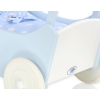Wooden Doll Pram White-Blue Blue with Big White Dots