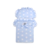 Wooden Doll Pram White-Blue Blue with Big White Dots
