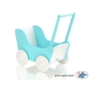 Wooden Doll Pram White- Turquoise