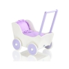 Wooden Doll pram White with Lilac Purple with White Dots Dolls Bedding