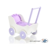 Wooden Doll pram White with Lilac Purple with White Dots Dolls Bedding