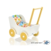 Wooden Doll pram White with Yellow -735