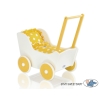 Wooden Doll pram White with Yellow -737