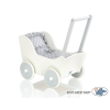 Wooden pram White with Gray Bedding Set White Dots on Gray