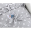 Wooden pram White with Gray Bedding Set White Dots on Gray