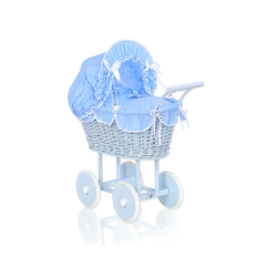 Blue Wicker Dolls Prams