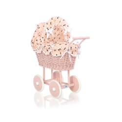 Powder pink Wicker Dolls Prams