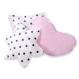 3pcs pillow set - Black Stars/pink