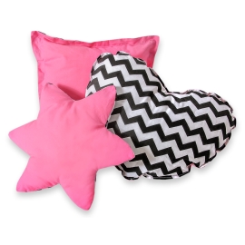 3pcs pillow set - Chevron black/ pink