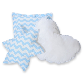 3pcs pillow set - Chevron blue