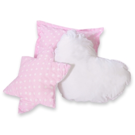 3pcs pillow set - White dots on pink
