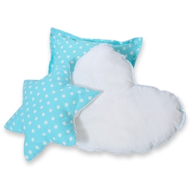 3pcs pillow set - White dots on turquoise