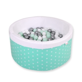 Baby Ball-pit Dry Pool minky with balls 200pcs - mint Stars