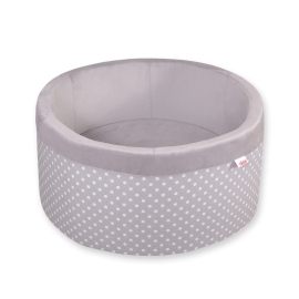 Baby Ball-pit Dry Pool minky without balls - white dots on Gray