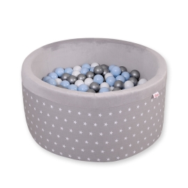 Baby Ball-pit minky with balls 200pcs - gray stars