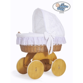 Baby bassinet with wheels Wicker hood crib Sophia no. 50102-912