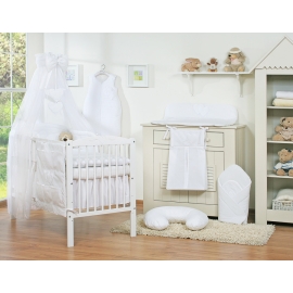 Baby Bed Bedding set 7-pcs with canopy- Hanging Hearts white