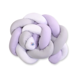 Baby bed braided Knot bumper- white-gray-lilac