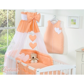 Baby Bed Canopy made of Chiffon- Hanging Hearts orange