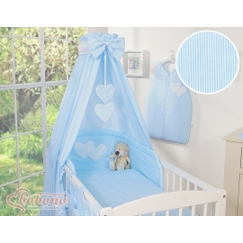 Baby Bed Canopy made of cotton- Hanging Hearts blue stripes