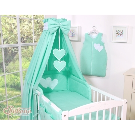 Baby Bed Canopy made of cotton- Hanging Hearts mint