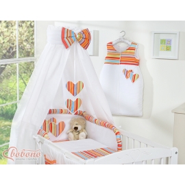 Baby Bed Canopy made of fabric- Hanging Hearts orange stripes