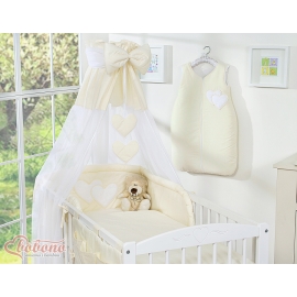 Baby Bed Canopy made of tulle- Hanging Hearts cream
