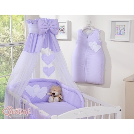 Baby Bed Canopy made of tulle- Hanging Hearts lilac