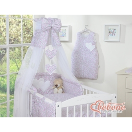 Baby Bed Canopy made of tulle- Hanging Hearts pink flowers