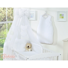 Baby Bed Canopy made of tulle- Hanging Hearts white