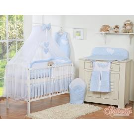 Baby Bedding set 11-pcs with mosquito-net- Hanging Hearts blue checkered