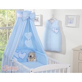 Baby Bedding set 5-pcs- with canopy- Hanging Hearts blue