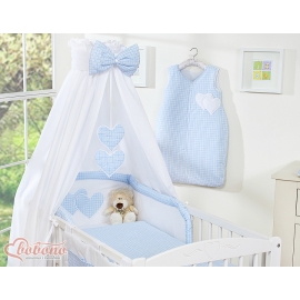 Baby Bedding set 5-pcs- with canopy- Hanging Hearts blue checkered