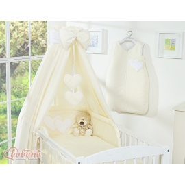 Baby Bedding set 5-pcs- with canopy- Hanging Hearts cream