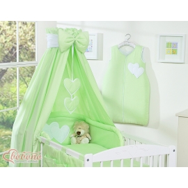 Baby Bedding set 5-pcs- with canopy- Hanging Hearts green
