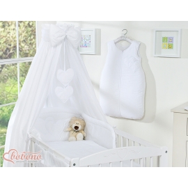 Baby Bedding set 5-pcs- with canopy- Hanging Hearts white