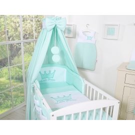 Baby Bedding set 5-pcs- with canopy- Little Prince/Princess mint