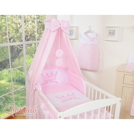 Baby Bedding set 5-pcs- with canopy- Little Prince/Princess pink