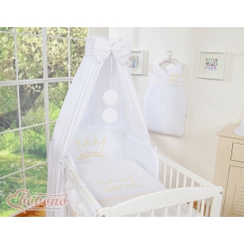 Baby Bedding set 5-pcs- with canopy- Little Prince/Princess white