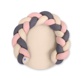 Baby braided knot donut pillow/ play mat 2 in 1 - beige-pastel pink-anthracite