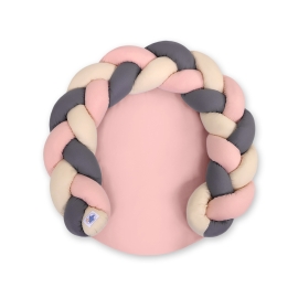 Baby braided knot donut pillow/ play mat 2 in 1 - beige-pastel pink-anthracite