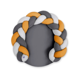 Baby braided knot donut pillow/ play mat 2 in 1 - gray-honey yellow-anthracite