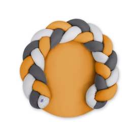 Baby braided knot donut pillow/ play mat 2 in 1 - gray-honey yellow-anthracite