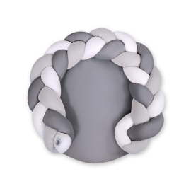Baby braided knot donut pillow/ play mat 2 in 1 - white-gray-anthracite