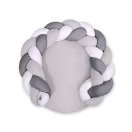 Baby braided knot donut pillow/ play mat 2 in 1 - white-gray-anthracite