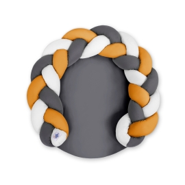Baby braided knot donut pillow/ play mat 2 in 1 - white-honey yellow-anthracite