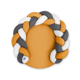 Baby braided knot donut pillow/ play mat 2 in 1 - white-honey yellow-anthracite
