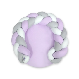 Baby braided knot donut pillow/ play mat 2 in 1 - white-lilac-gray