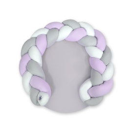Baby braided knot donut pillow/ play mat 2 in 1 - white-lilac-gray